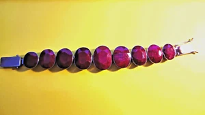 DZI Armband Sterlingsilber 9 große ovale echte Rubine !!! - Bild 1 von 10