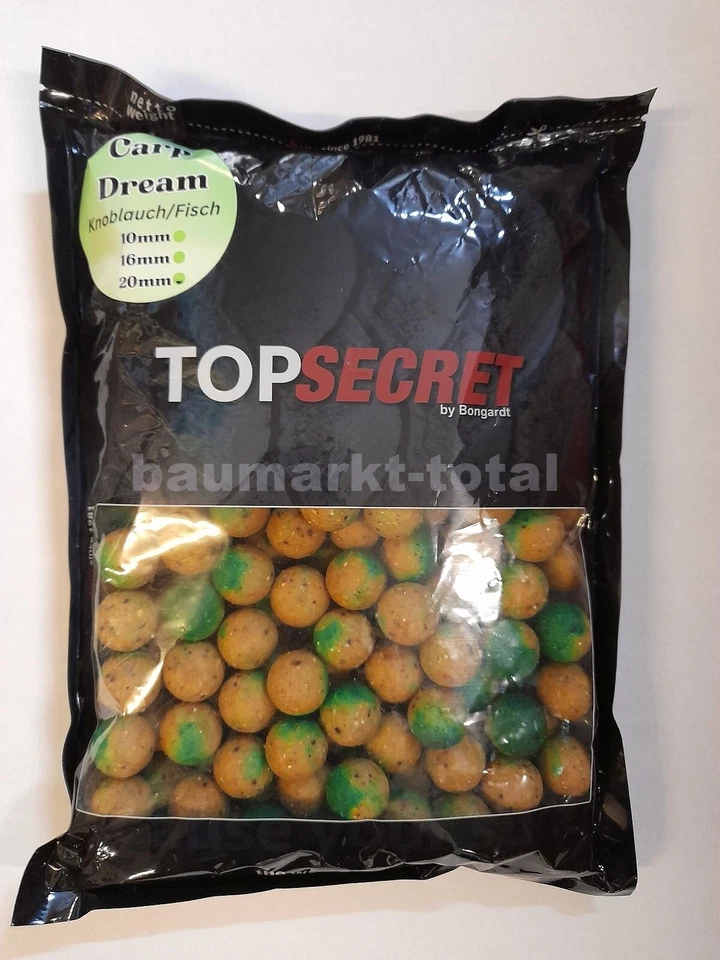 Top Secret Carp Dream Boilie Knoblauch/Fisch 1kg 20mm Karpfenboilie Karpfenköder - Bild 1 von 1