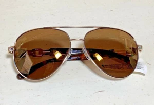 Womens Brown Aviator Sunglasses Chain Accent a new day. - tiny scratch - Picture 1 of 3