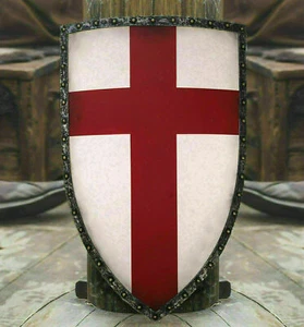 Medieval Knight fall Authentic Templar Shield Wood & Metal Battle Warrior Costum - Picture 1 of 3