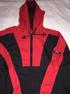 RALPH LAUREN DAMEN ROT/SCHWARZ LEICHTE 1/4 REISSVERSCHLUSS ÜBERZIEHER KAPUZENJACKE LARGE - Bild 1 von 8