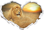 Plus Puissant Lion - 3D-Look Cœur Sticker Mural Autocollant-Sticker