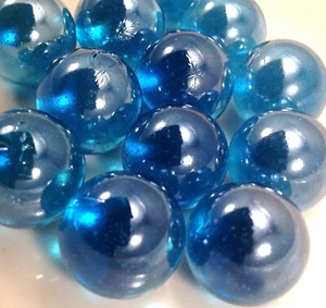 Glass Marbles 1" - 12oz bag Blue Shiny 16pcs - Picture 1 of 2