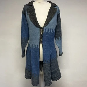 The Natural Dye Company Cardigan Size Small Blue Patterned Sarah Burnett - Picture 1 of 10