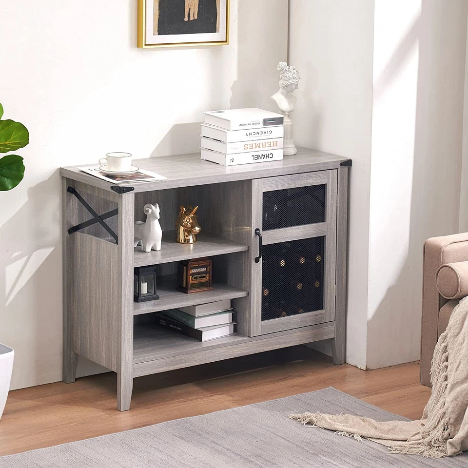 Ivinta Aparador Armario Vino con Luz LED, Armario Bar Licor con Estante de Madera Foto 1 de 3