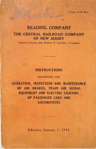 Instrucciones de Reading Company The Central Railroad Company Nueva Jersey 1 de enero de 1943 - Imagen 1 de 2