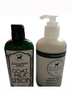 Bates Family Farm & Dion Ziegenmilch Lotion 2er Set unparfümierte Himbeer-Vanille  - Bild 1 von 5