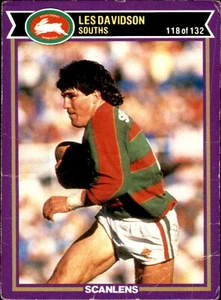 SCANLENS RUGBY LEAGUE CARDS 1987- SOUTH SYDNEY RABBITOHS - 118 LES DAVIDSON - Picture 1 of 2
