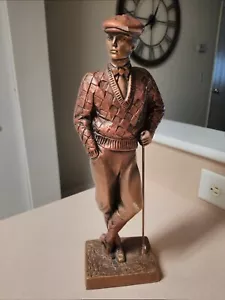 Vintage 1989 Austin 16.5” Bronze Statue Male Standing Golfer - Damaged - Picture 1 of 7