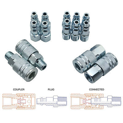 14x New 1/4 Inch NPT Threads Air Compressor Quick Connect Fittings And Plug • 25.65€