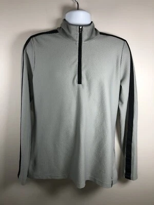 Top LRL Active Ralph Lauren para mujer gris medio tejido gofre 1/4 cremallera sin etiqueta de talla Foto 1 de 4