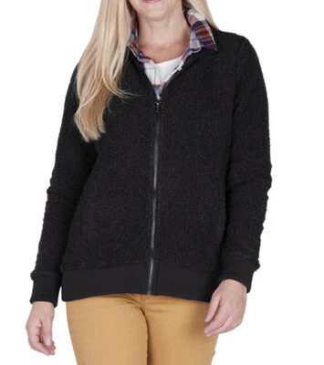 全新带标签 Charles River 5133 全拉链夏尔巴夹克女式中号黑色口袋 Y64 — 第 1/4 张图片