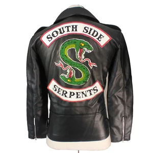 TLW Faux Leather jacket small black Riverdale Southside Serpents Motorcycle bike - Picture 1 of 11