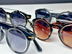 Modische Damen-Sonnenbrille rund Hornrand Schlüsselloch UV 400 - Bild 1 von 12