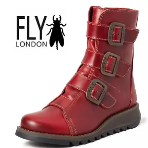 Fly London Scop110FLY Damen-Bikerstiefelette Leder schwarz, rot - Bild 1 von 34