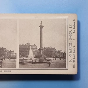 London Stereoview 3D C1885 Columna Nelson Trafalgar Square Inglaterra - Imagen 1 de 3