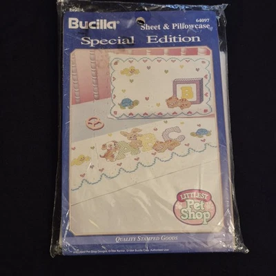 New Bucilla "Littlest Pet Shop" Embroidery Sheet & Pillowcase Set #64097 - Image 1 of 4