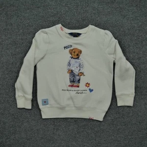 Polo Ralph Lauren Sweatshirt Youth 6 6X White Pullover Bear - Picture 1 of 12