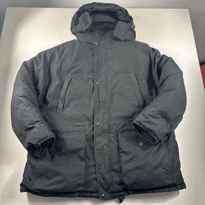 Vintage Eddie Bauer Goose Down Ridgeline Jacket Black Hooded Parka Mens XL - Picture 1 of 11