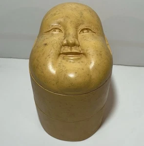TOSCANO JAPANESE Mentsu 2-Tier Covered Container Stacking Box Face 7.75” Tall - Picture 1 of 24