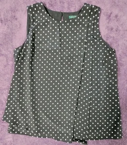 Lauren Ralph Lauren - Women’s Size 14 Sleeveless - Black Polka Dot Blouse Lined - Picture 1 of 5