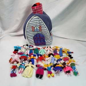 Vintage Fabric Dollhouse with 24 Handmade Cloth Dolls Philippines - Picture 1 of 15