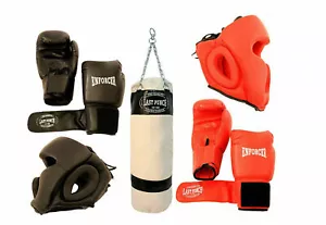 Last Punch Boxing Package New 1 Pair of Headgears 2 Pair Gloves & Punching Bag - Picture 1 of 12