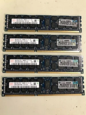Lot of 4 Hynix x 8GB PC3L-10600R DDR3 2Rx4 ECC Reg Server Memory HMT31GR7CFR4 - Image 1 of 2