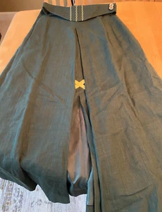 VINTAGE PERRY LANDHAUS GREEN LINEN LINED BELTED SASH MIDI SKIRT WOMENS SZ US 6 - Picture 1 of 8