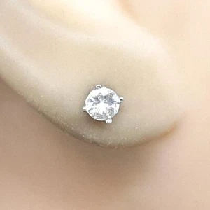 World Class .60ctw Aquamarine (4mm) 925 Sterling Silver Screw Back Stud Earrings - Picture 1 of 4