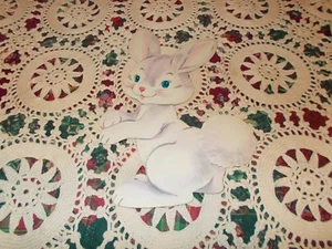 VTG DENNISON EASTER BUNNY DIE CUT CARDBOARD DECORATION LARGE 11" CUTE PURPLE B - Picture 1 of 2