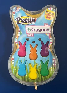 Nuevo PEEPS CONEJITO FORMA 6 LÁPICES DE COLORES DIFERENTES en BOLSA DE ALMACENAMIENTO AZUL CONEJO - Imagen 1 de 2