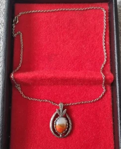 Vintage Beautiful Ornate Metal Miracle Pendant Necklace With Large Stone - Picture 1 of 3