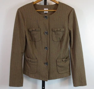 CAbi 3170 Penny Pocket Button Blazer Jacket Size Medium Tan Herringbone Fleck - Picture 1 of 8