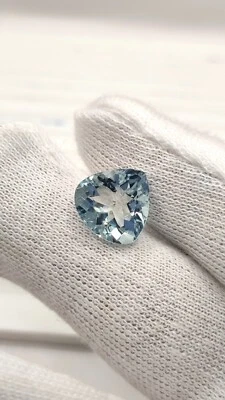 天然海蓝宝石心形 12 毫米 - 4.96 克拉清洁 — 第 1/4 张图片