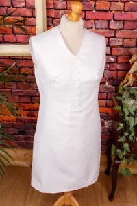 Vintage orig 60er Etuikleid weiß schlicht Disco Schlager Kleid Brautkleid 42 - Bild 1 von 5