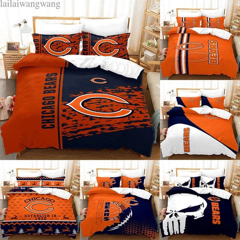 Chicago Bears 3 Piece Bedding Set Duvet Comforter CoverCover Pillowcases Gift Cover