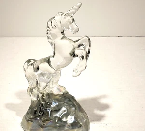 Fenton Catturato Sogni Unicorno Cristallo Trasparente con Base Iridescente Marcato - Foto 1 di 8