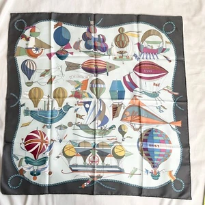 NWOT no box Hermes grey bright multicolor balloons square silk scarf 89 by 88 cm - Picture 1 of 5