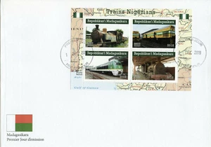 Madagascar Trains Stamps 2019 FDC Nigerian Railways Rail Steam Engines 4v M/S - Picture 1 of 1