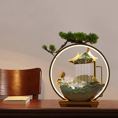 Fuente de agua de mesa cascada interior con niebla LED fuente de escritorio Feng Shui Foto 1 de 4