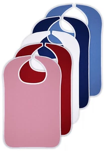 2 Adult Bibs Washable Dining Bib Absorbent Clothing Protector with Self Closure - Picture 1 of 12