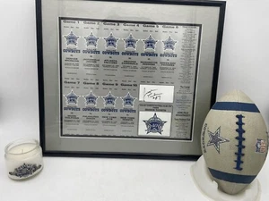 1989 Dallas Cowboys Season Ticket Sheet Signed by Jason Tucker Football & Candle - Picture 1 of 15
