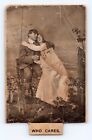Old Postcard 'Who Cares' Man Woman Sitting On Fence Meridian Tx 1907 Cancel