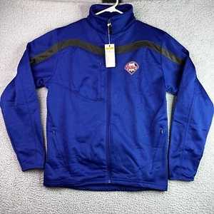 Philadelphia Phillies Antigua Mens Track Jacket Blue Mock Neck Pockets S New - Picture 1 of 16