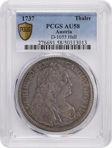 1737 Österreich Hallentaler Silber PCGS AU58 - wunderschöne Farbe - Schönheit - Bild 1 von 3