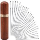25Pieces Hand Sewing Big Eye Needles Sharp Needle，with Solid Wood Needle Case...