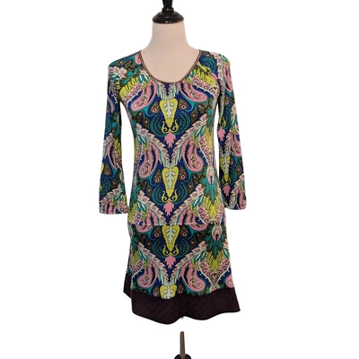 Vestido de viscosa Custo Barcelona para mujer talla 1 (S) colorido cachemir arte para usar L/S Foto 1 de 4