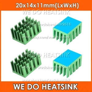 Refroidisseur de radiateur dissipateur de chaleur anodisé vert 20 x 14 x 11 mm avec coussin thermique pour circuit intégré processeur - Photo 1/5