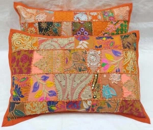 Indian Handmade Khambadia Patchwork Pillow Cover Decor Sofa Pillow Case 16X24" - Picture 1 of 3